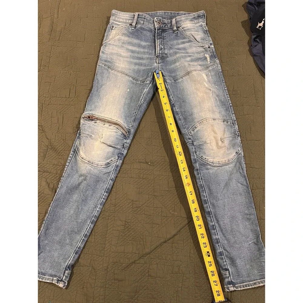 G Star Raw  Men's Blue Jeans Skinny 3D Zip‎ Knee 28x30